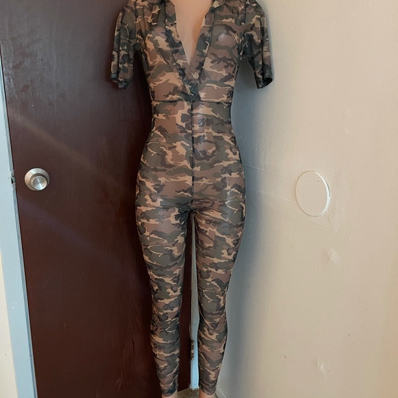 SUPER SALE Mesh Camouflage Jumpsuit - Picture 1 of 5